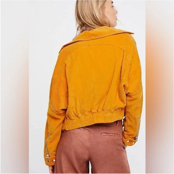 Free People Slouchy Corduroy Moto Jacket 🌼 Mustard Yellow - Picture 2 of 7